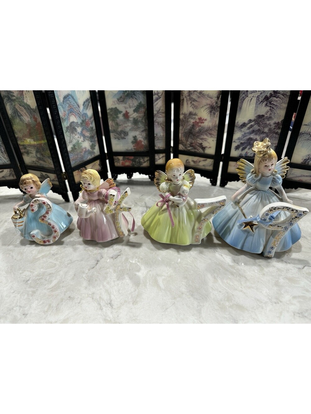 Vintage ceramic figurines  "Birthday Girls Through the Years" Josef Originals